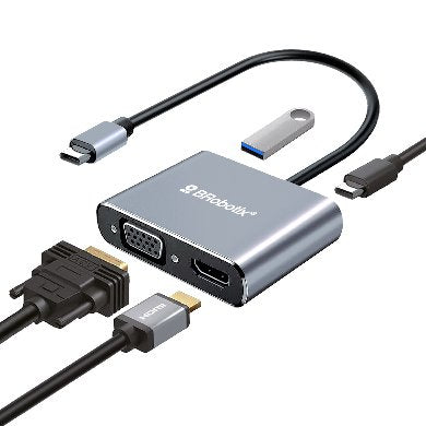 Docking Station USB C - 4 EN 1, HDMI/USB A/USB C/VGA. BROBOTIX 6000687 Docking Station USB C - 4 EN 1, HDMI/USB A/USB C/VGA. BROBOTIX 6000687